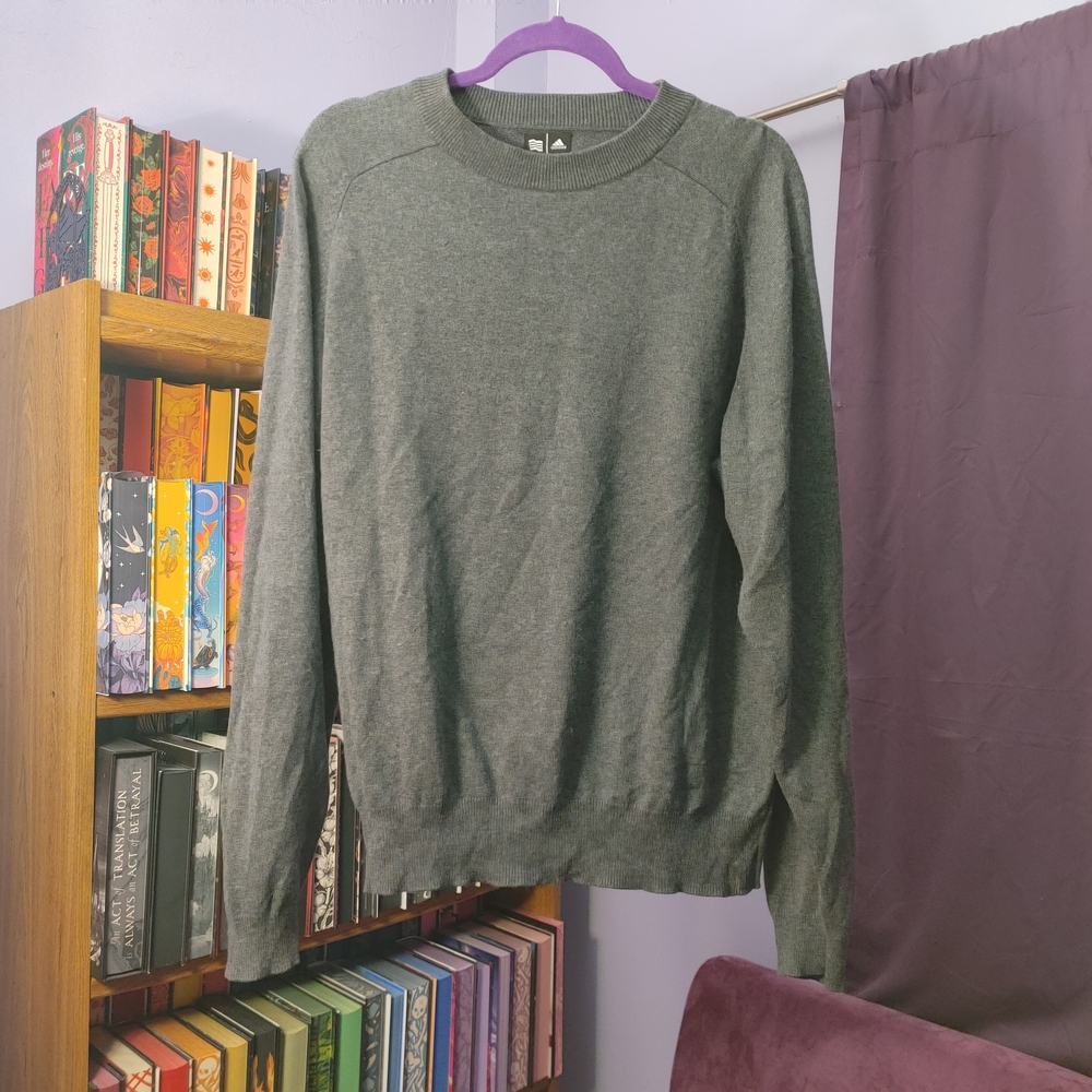 Adidas Grey Knit Crewneck Pullover Sweater Size Medium